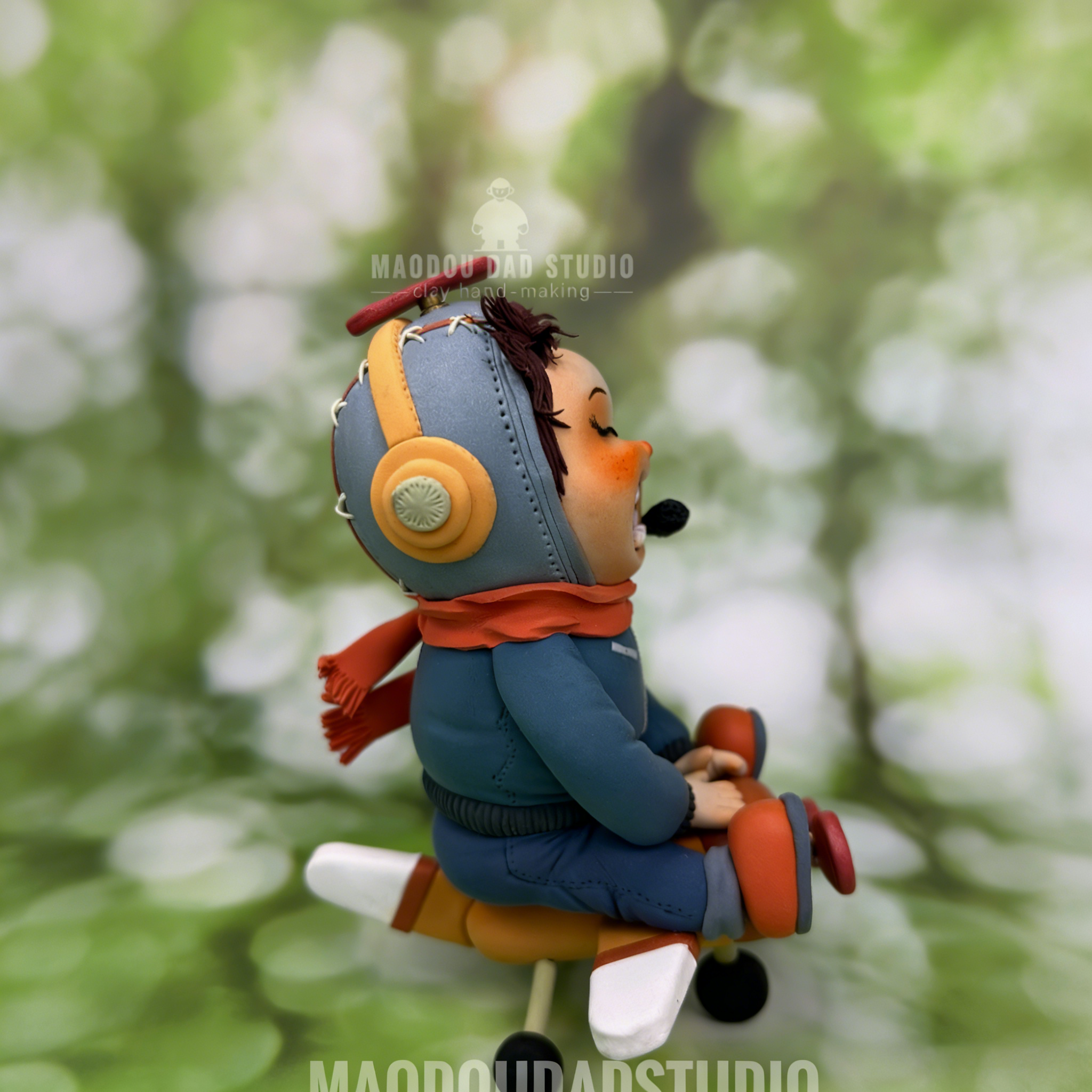 Little Pilot artisan clay figurine – aviation gift for dreamers and graduates on desk display