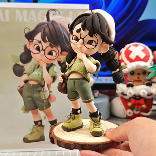 Custom clay figurine handmade from photo – front view showing detailed face sculpting